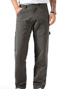 Men's Grey Double Front Cargo Pants with Multi-Pocket Utility Design
